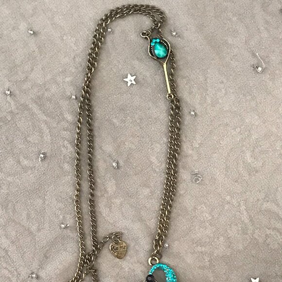 Kiss Me Turquoise Glitter Peacock 32'' Long Necklace - Picture 2 of 8